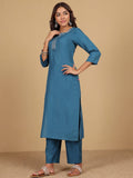 Varanga Women Thread detailed yoke Kurta and Trouser with Dupata