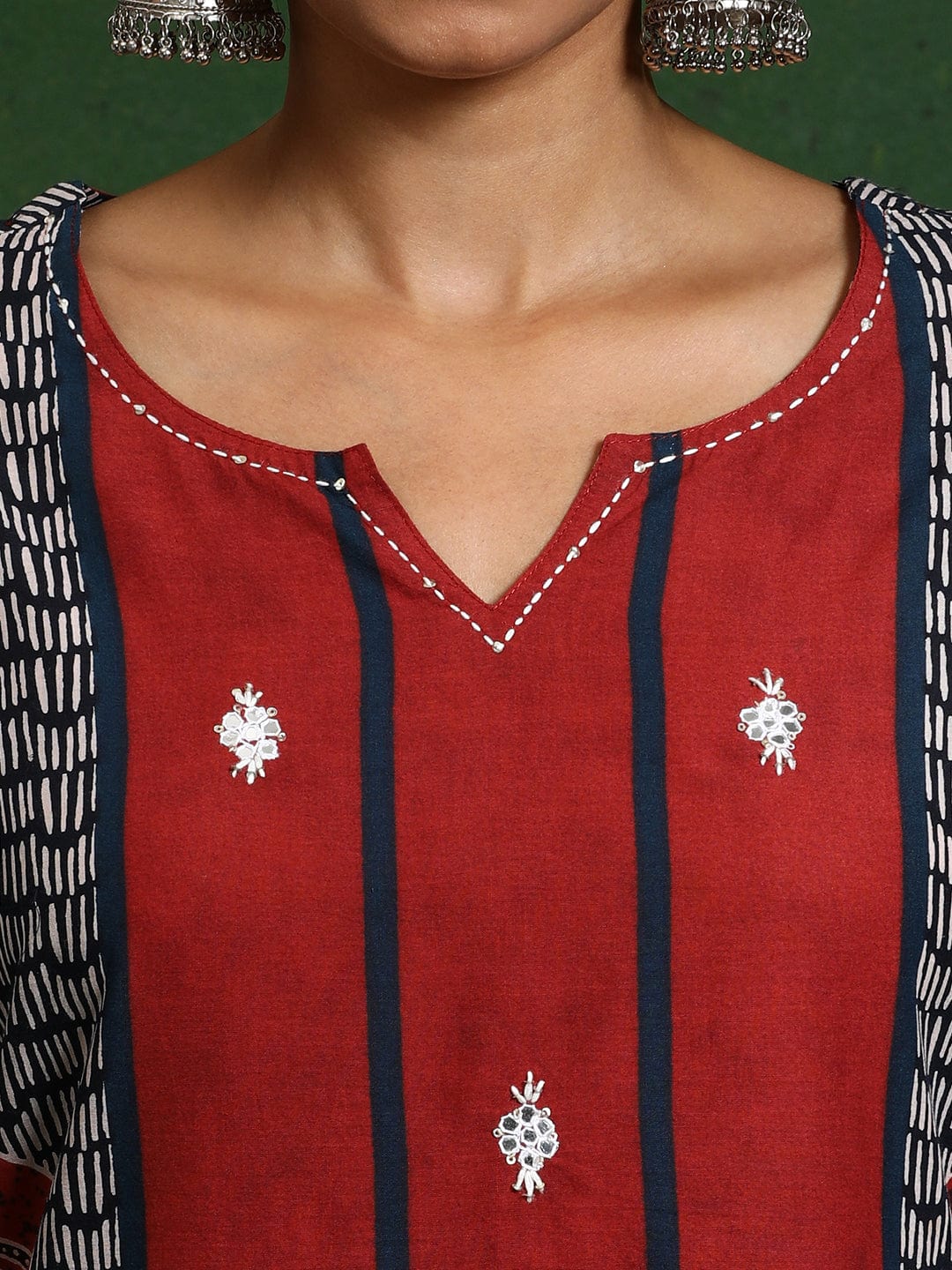 Women Varanga Maroon Strpper with Ethnic Printed Kurta With Trouser & Dupatta