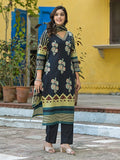 Women Varanga Blue Jaipuri Printed kurta with Trouser & Dupatta
