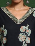 Women Varanga Blue Jaipuri Printed kurta with Trouser & Dupatta