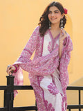 Varanga Women Floral Jaipuri Printed Gathered Princess Cut Flared Kurta With Trouser & Dupatta