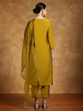Varanga Women-Zari Embroidered Yoke Kurta With Trouser & Dupatta