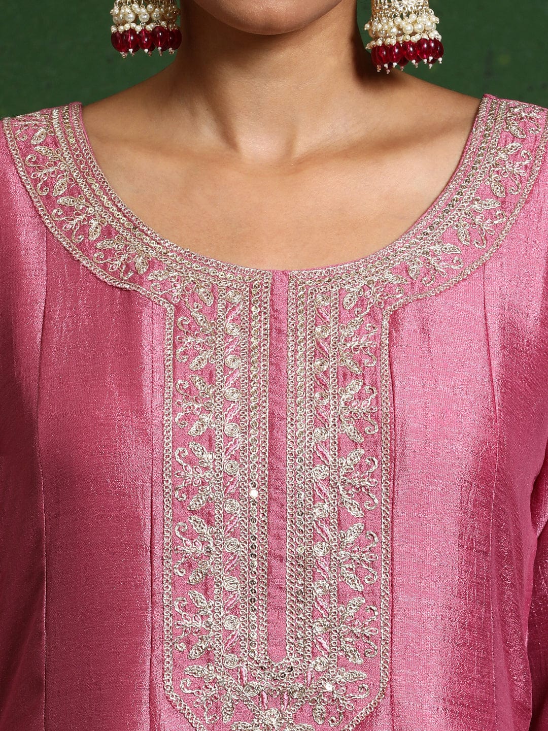 Varanga Women Zari Embroidered Anarkali Kurta With Trouser & Dupatta
