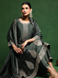 Varanga Women Zari Embroidered Anarkali Kurta With Trouser & Dupatta