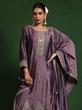 Varanga Women Zari Embroidered Anarkali Kurta With Trouser & Dupatta