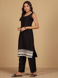Varanga Women Round Neck Sleeveless Kurta With Trouser & Dupatta