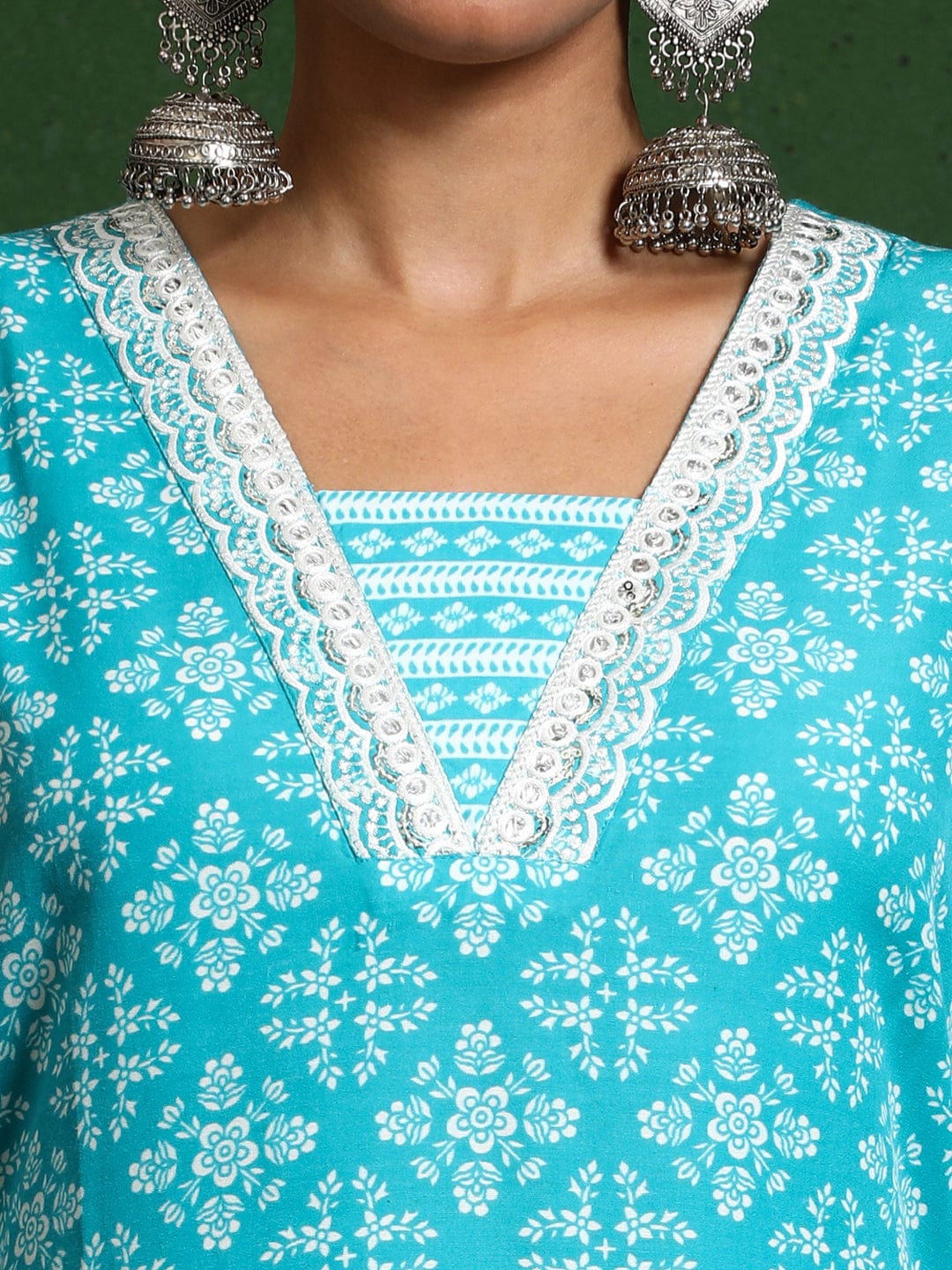 Varanga Women Floral Printed V Neck Kurta with Trouser & Dupatta