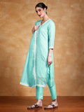 Women Floral Embroidered Regular Thread Work Kurta with Trousers & Dupatta