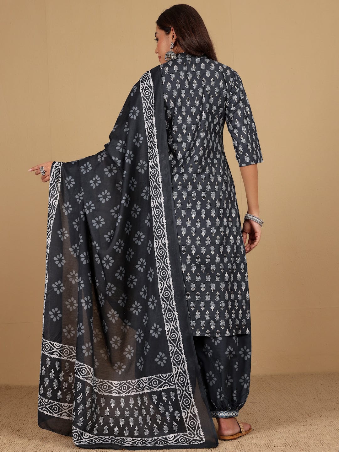 Varanga Women Ethnic Jaipuri Printed Angrakha with Salwar & Dupatta