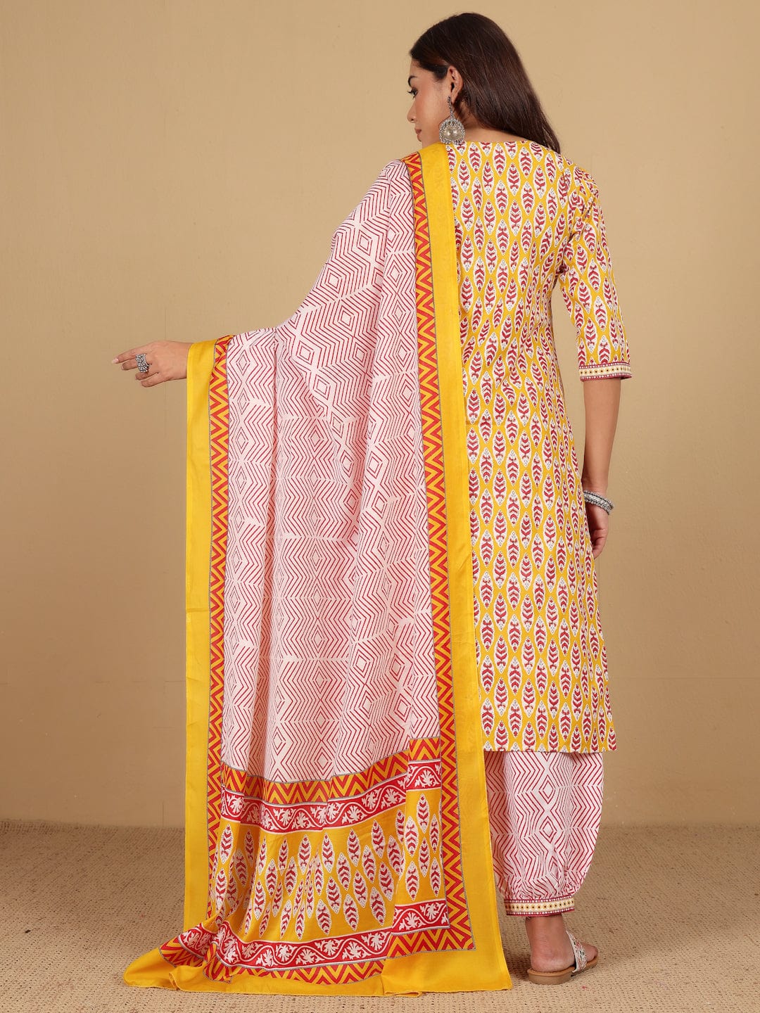 Varanga Women Ethnic Jaipuri Printed Angrakha with Salwar & Dupatta