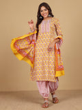 Varanga Women Ethnic Jaipuri Printed Angrakha with Salwar & Dupatta
