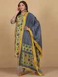Varanga Women Ethnic Floral Printed V Neck Kurta withTrouser & Dupatta