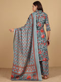 Varanga Women Ethnic Floral Printed V Neck Kurta withTrouser & Dupatta