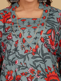 Varanga Women Ethnic Floral Printed V Neck Kurta withTrouser & Dupatta