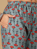 Varanga Women Ethnic Floral Printed V Neck Kurta withTrouser & Dupatta