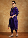 Varanga Women Floral Motif Thread Embroidered Yoke Kurta with Trouser & Dupatta
