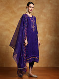 Varanga Women Floral Motif Thread Embroidered Yoke Kurta with Trouser & Dupatta