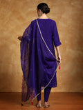 Varanga Women Floral Motif Thread Embroidered Yoke Kurta with Trouser & Dupatta