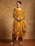 Varanga Women Floral Motif Thread Embroidered Yoke Kurta with Trouser & Dupatta