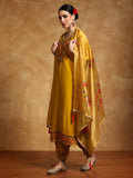 Varanga Women Floral Motif Thread Embroidered Yoke Kurta with Trouser & Dupatta