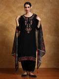 Varanga Women Floral Motif Thread Embroidered Yoke Kurta with Trouser & Dupatta