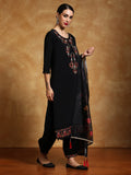 Varanga Women Floral Motif Thread Embroidered Yoke Kurta with Trouser & Dupatta
