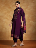 Varanga Women Floral Motif Thread Embroidered Yoke Kurta with Trouser & Dupatta
