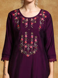 Varanga Women Floral Motif Thread Embroidered Yoke Kurta with Trouser & Dupatta