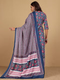 Varanga Women Ethnic Floral Printed V Neck Kurta With Stripper Trouser & Dupatta