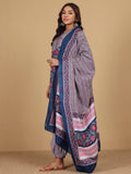 Varanga Women Ethnic Floral Printed V Neck Kurta With Stripper Trouser & Dupatta