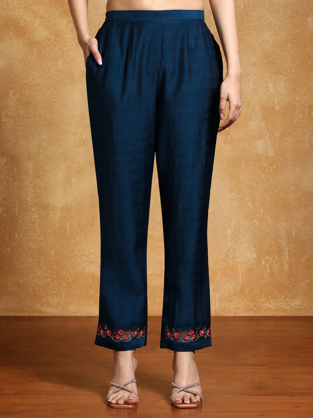 Varanga Women Thread Embroidered Yoke with All Over Floral Motif Buta Kurta with Trouser & Dupatta