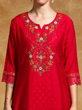 Varanga Women Floral Motif Thread Embroidered Yoke Kurta with Trouser & Dupatta