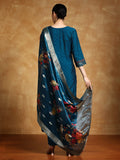 Varanga Women Floral Motif Thread Embroidered Yoke Kurta with Trouser & Dupatta