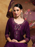 Varanga Women Floral Motif Thread Embroidered Yoke Kurta with Trouser & Dupatta