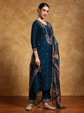 Varanga Women Zari Embroidered Yoke with all over Floral Motif Buta Kurta with Trouser & Dupatta