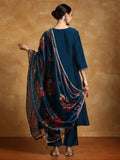 Varanga Women Zari Embroidered Yoke with all over Floral Motif Buta Kurta with Trouser & Dupatta