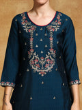 Varanga Women Zari Embroidered Yoke with all over Floral Motif Buta Kurta with Trouser & Dupatta