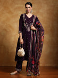 Varanga Women Zari Embroidered Yoke with all over Floral Motif Buta Kurta with Trouser & Dupatta