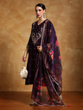 Varanga Women Zari Embroidered Yoke with all over Floral Motif Buta Kurta with Trouser & Dupatta