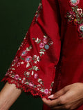 Varanga Women Floral Heavy Thread Embroidered Schffili Hem Kurta With Trouser & Dupatta