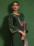 Varanga Women Floral Heavy Thread Embroidered Schffili Hem Kurta With Trouser & Dupatta