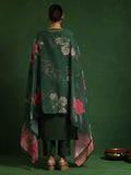 Varanga Women Floral Heavy Thread Embroidered Schffili Hem Kurta With Trouser & Dupatta