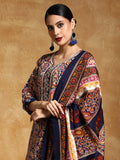 Varanga Women-Zari Detailed Ethnic Floral Printed Kurta With Trouser & Dupatta
