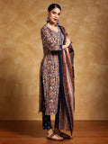 Varanga Women-Zari Detailed Ethnic Floral Printed Kurta With Trouser & Dupatta