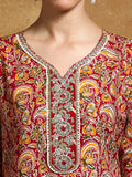 Varanga Women-Zari Detailed Ethnic Floral Printed Kurta With Trouser & Dupatta