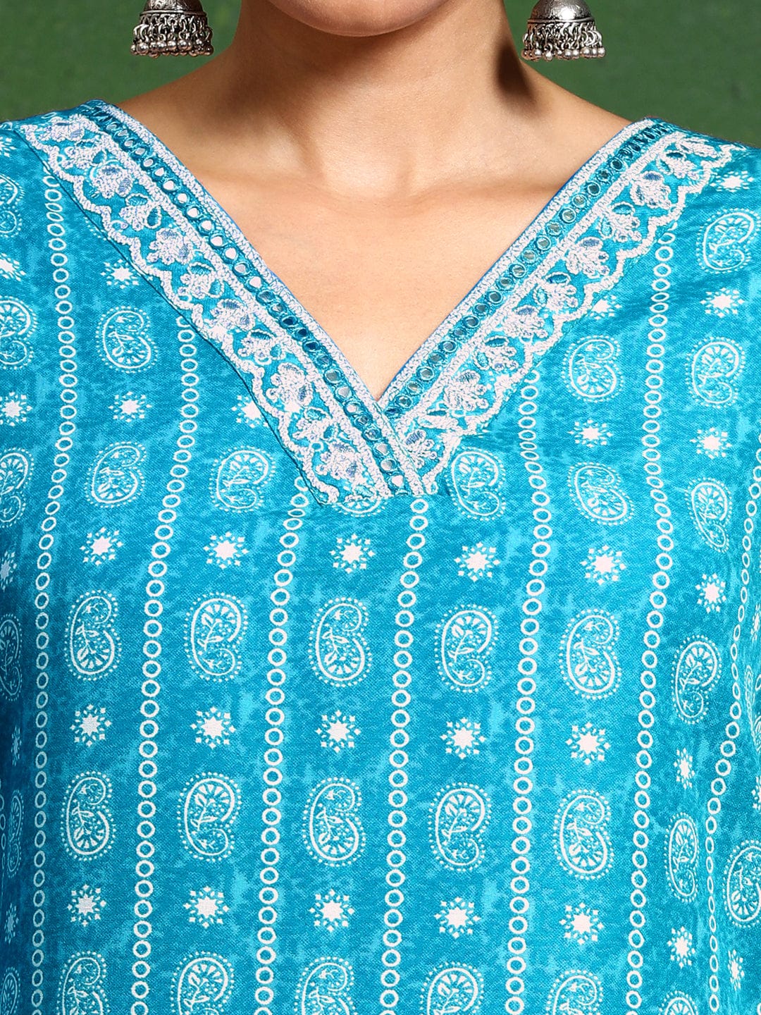 Varanga Women Floral Printed V Neck  Kurta with Trouser & Dupatta