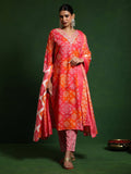 Varanga Women Bandhani Printed V Neck Kurta With Trouser & Dupatta
