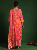 Varanga Women Bandhani Printed V Neck Kurta With Trouser & Dupatta