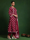 Varanga Women Ethnic Jaipuri Printed Pintuck Yoke With Trouser & Dupatta
