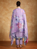 Thread Embroidered Kurta With Trouser & Floral Printed Dupatta